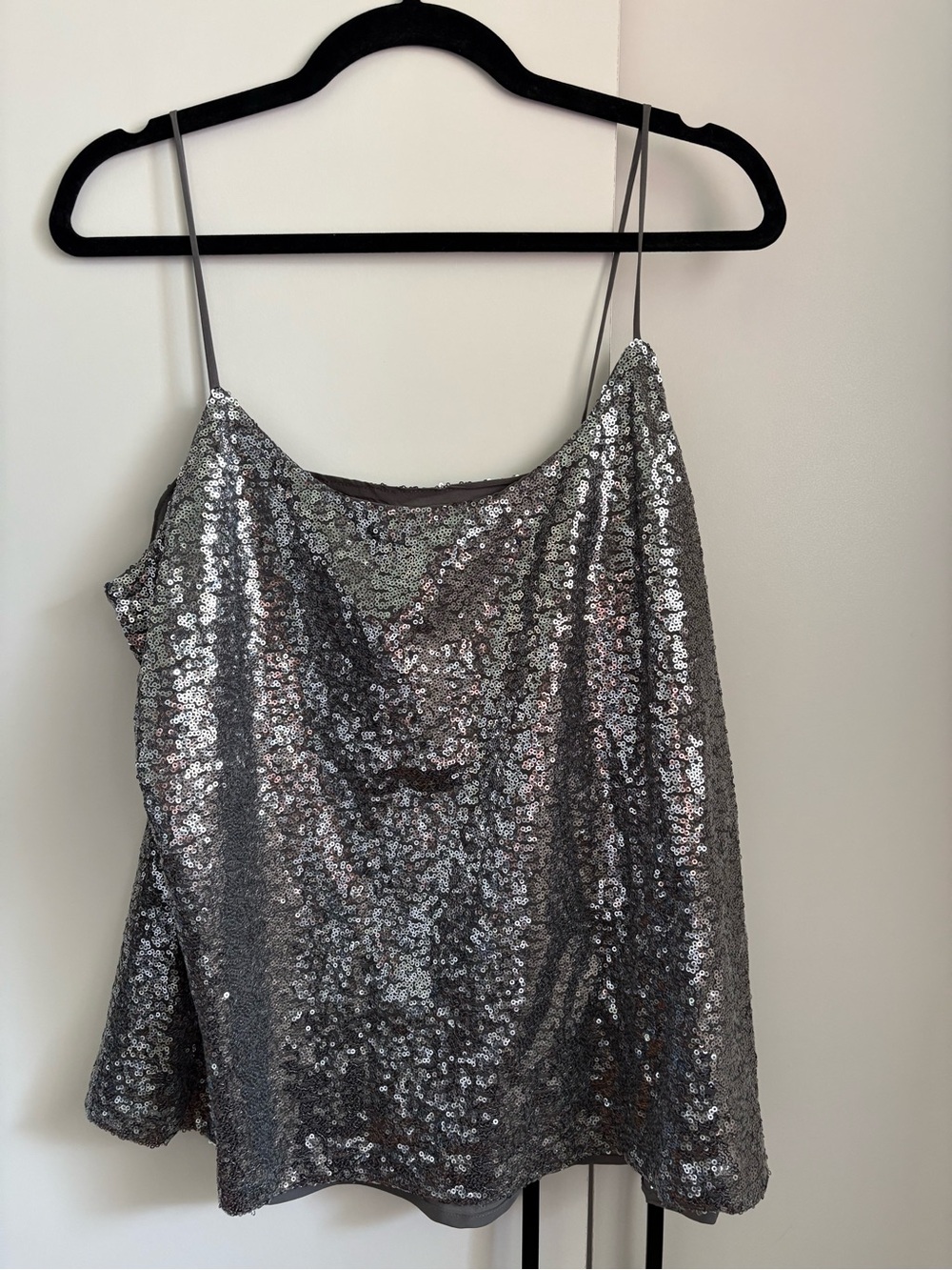 Joe Fresh Silver Sequin Spaghetti Strap Camisole